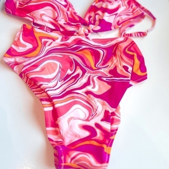 JESSICA SIMPSON Women's Good Vibrations O-Ring One-Piece Swimsuit multi New M - Picture 7 of 11